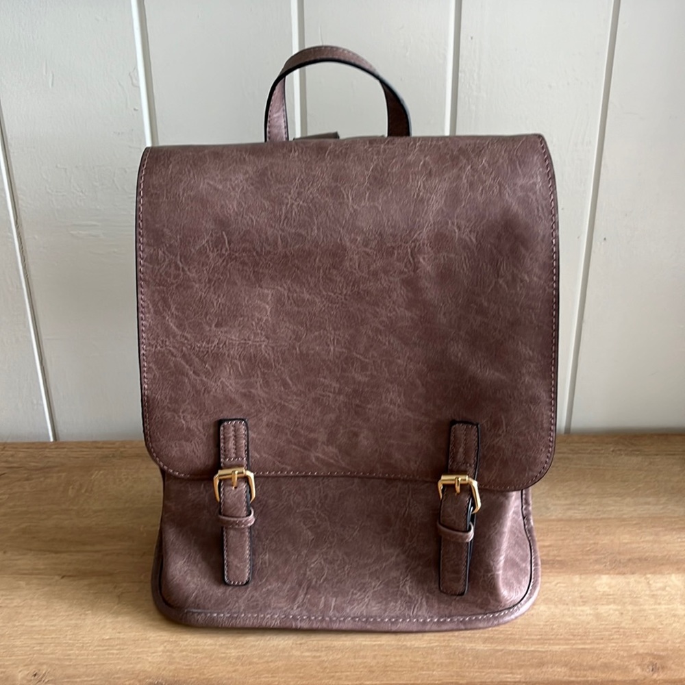 NWOT Brown Faux Leather Backpack